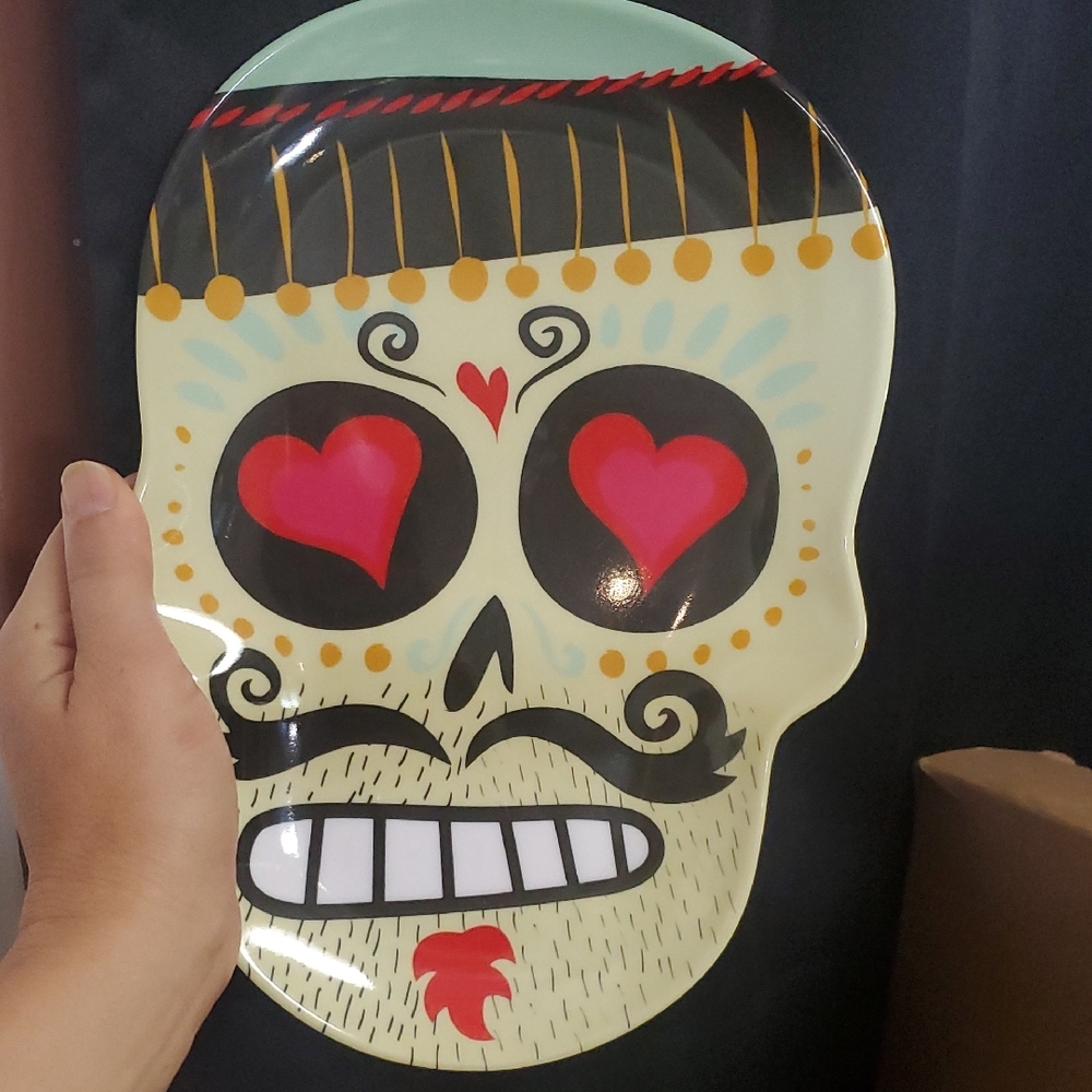 Colorful Skull Decorative Plate DAY OF THE Dead